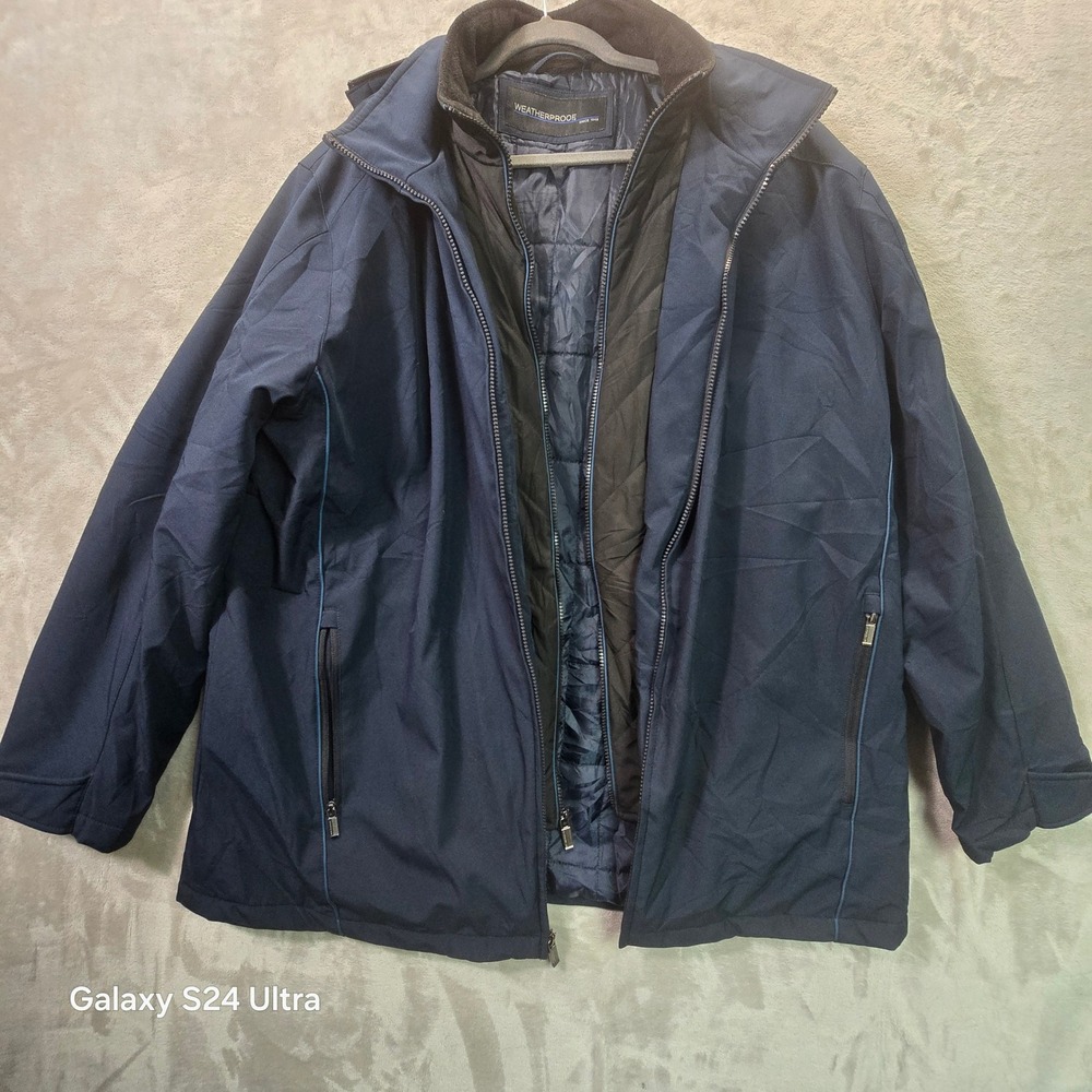 Weatherproof Mens 3-in-1 Systems Jacket Navy Blue Hooded Parka Size XL